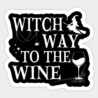 Witch Way To The Wine Funny Halloween Witch Wine Drinker Sticker